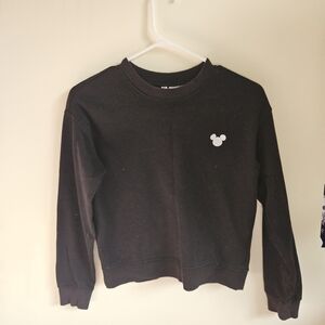 Black Crewneck With Mickey Mouse Embroidered Logo